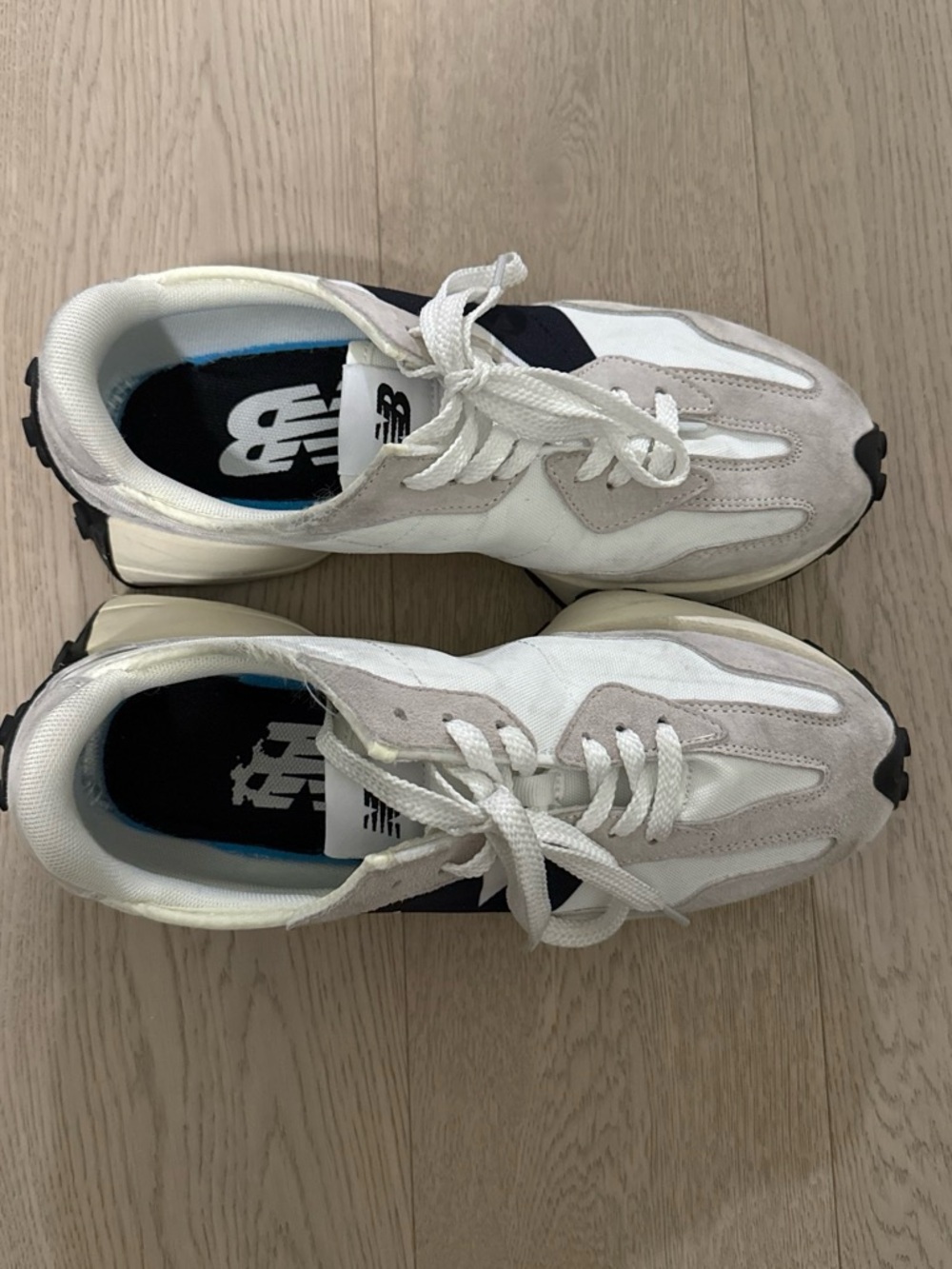 New Balance White and Light Gray Retro Runner Sneakers